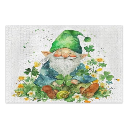 St. Patrick's Day Wichtel mit Kleeblatt Puzzle für Erwachsene 1000 Teile Coole Puzzles Weißer Elefant Geschenkideen, Fertige Größe 29,5 x 19,7 Zoll St. Patrick's Day Wichtel mit Kleeblatt Puzzle für Erwachsene 1000 Teile Coole Puzzles Weißer Elefant Geschenkideen, Fertige Größe 29,5 x 19,7 Zoll von CHIFIGNO