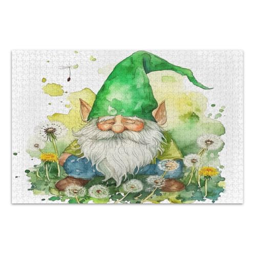 St. Patrick's Day Zwerg 500 Teile Puzzles für Erwachsene, lustige Puzzles, lustige und farbenfrohe Kunstwerke, fertige Größe 50,5 x 37,8 cm von CHIFIGNO