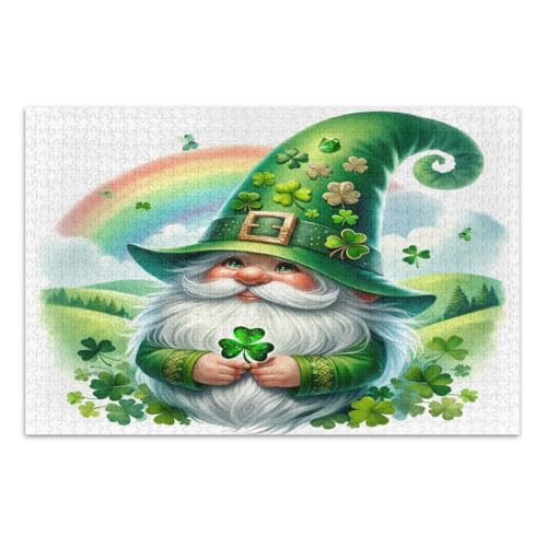 St. Patrick's Day Zwergen-Puzzle, 500 Teile, Familienpuzzle, lustige und farbenfrohe Wandkunst, fertige Größe 50,5 x 37,8 cm von CHIFIGNO