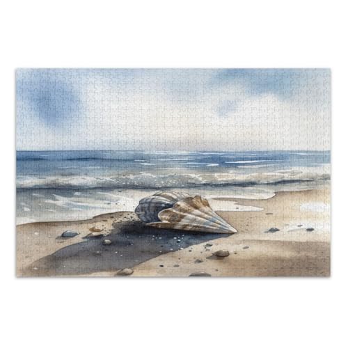 Strandmuschel-Puzzle, 500 Teile, coole Puzzles, lustige und farbenfrohe Wandkunst, fertige Größe 50,5 x 37,8 cm von CHIFIGNO