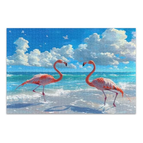 Summer Flamingos Puzzles 500 Teile, Familienpuzzle Herausfordernde Familienaktivität, Fertige Größe 20,5 x 14,9 Zoll von CHIFIGNO