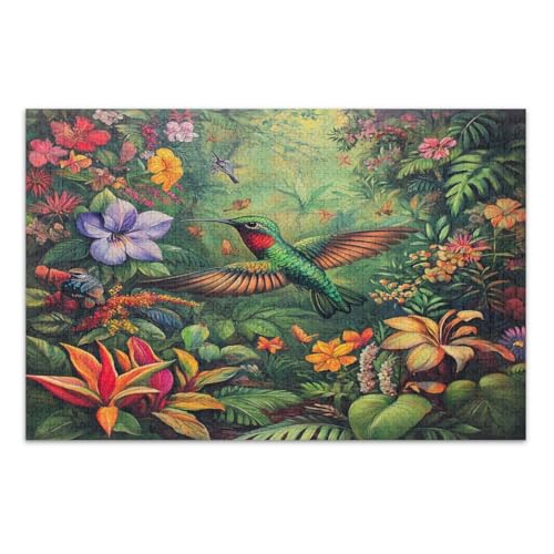 Tropische Vögel Puzzle 1000 Teile Lustige bunte Illustration Fertigmaße 75 x 50 cm von CHIFIGNO