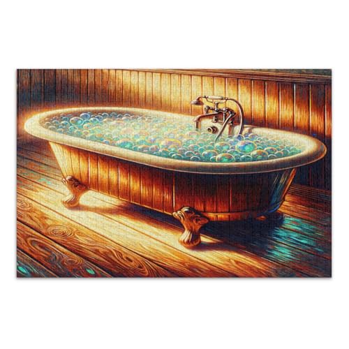 Vintage Badewannen-Puzzles 1000 Teile für Erwachsene, lustiges Puzzlespiel für Männer Frauen, fertige Größe 29,5 x 19,7 Zoll Vintage Badewannen-Puzzles 1000 Teile für Erwachsene, lustiges Puzzlespiel für Männer Frauen, fertige Größe 29,5 x 19,7 Zoll von CHIFIGNO