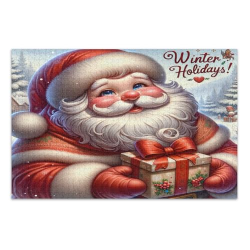 Weihnachtliche niedliche Weihnachtsmann-Puzzles 500 Teile, Familienpuzzle, tolle Geschenkidee für Feiertage, fertige Größe 20,5 x 14,9 Zoll von CHIFIGNO