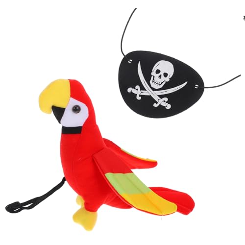 CHILDWEET 1 Satz Piratenpapagei Schulterpapagei Schädelmaske Halloween -Kostüm Piratenhemd kuscheltier papagei piraten ausgestopfter Papagei auf der Schulter Cosplay-Zubehör Plüsch von CHILDWEET