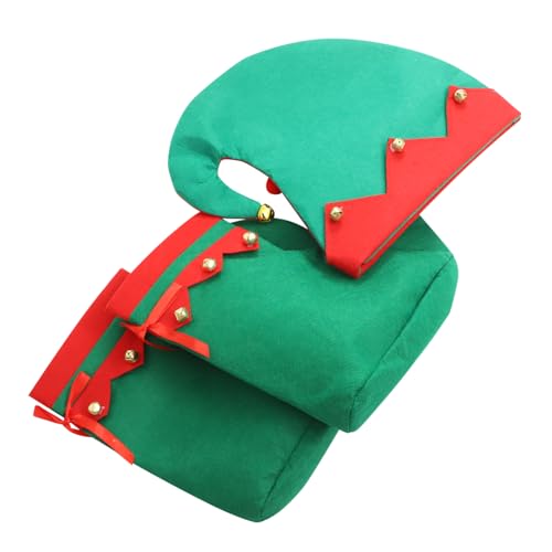 CHILDWEET 1 Satz Weihnachtsdekorations-requisiten Für Hut Weihnachtsbaum Nikolausmütze Kostüme Kostüm Weihnachtsmütze Aufleuchten Schuhe Für Weihnachten Vlies Green von CHILDWEET