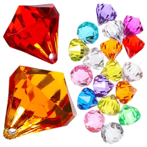 CHILDWEET 100st Diamant-edelstein- Strasssteine Smaragd Münzen Edelstein-Aufkleber Großer Diamant Edelsteine Würfel Anhänger Vasen Party Hochzeitskristalle Schatzkiste Acryl von CHILDWEET