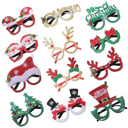 CHILDWEET 12St Weihnachten Ornamente Weihnachtspapierbrille weihnachtsverkleidung weihnachts verkleidung Brillenrahmen Party-Brillengestelle Weihnachtsbrille Foto Requisiten Kunststoffrahmen von CHILDWEET