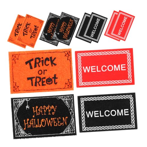 CHILDWEET 12st Dekorative Halloween-bodenmatte Teppiche Puppenhaus-bodenmatte Miniatur-teppich Mini-hausbodenmatte Halloween-miniteppich Halloween-ornamente Mini-hausbedarf Fußmatte Vlies von CHILDWEET