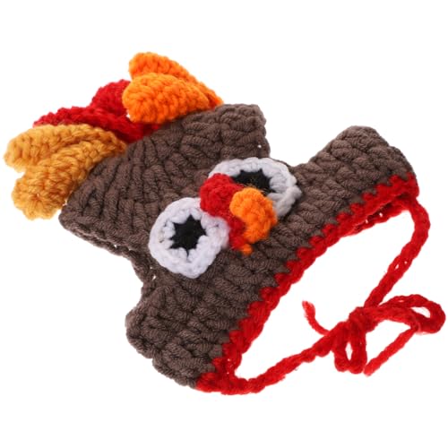 CHILDWEET 1Stk gestrickte Truthahnmütze Kostüm Pudelhundemütze Hund Truthahn Kostüm Hund Truthahn Stirnband tiermütze Tierhut Hündchen-Truthahn-Hut Truthahnhut für Haustier Strickmütze Garn von CHILDWEET