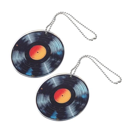 CHILDWEET 2St Anhänger schlüssel Musik Schallplatten-Schmuck Schild Tasche Halter Gepäck Spule Lanyard Karabinerhaken Zubehör Füller für Autositze Riemen Ringe Charme Geldbörse Acryl Black von CHILDWEET