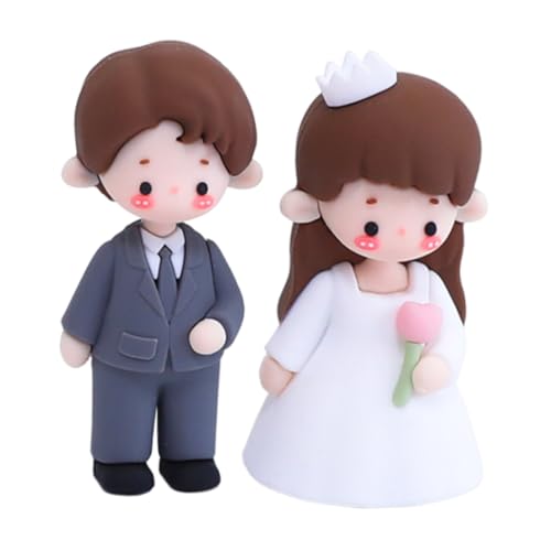 CHILDWEET 2St Hochzeitstorte-Puppe brautpaar figuren lustiger Hochzeitstortenaufsatz Paar Tortenaufsatz Braut Kuchen Topper Hochzeitstorte Topper Braut und Bräutigam weiches Gummi von CHILDWEET