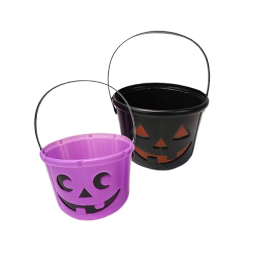 CHILDWEET 2St Kürbis Eimer Kinder Kürbis-Süßigkeiten-Eimer Geschenkbehälter Süßigkeitenglas Halloween Pumpkin halloweenkürbis Halloween-Versorgung Süßigkeiteneimer behandeln Plastik Black von CHILDWEET