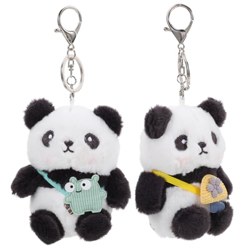 CHILDWEET 2St Panda-Schlüsselanhänger tierische Schlüsselanhänger kleine Kuscheltiere Hase Plüsch Schlüsselanhänger Anhänger zum Aufhängen einer Tasche Taschenanhänger PP Baumwolle von CHILDWEET