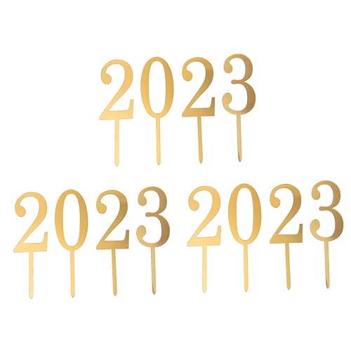 CHILDWEET 3 Sätze 2023 Kucheneinsatz Party-kuchen-picks Dekorationen Happy New Year Cupcake Picks Cupcake-verzierung 2023 Cupcake-picks Cupcake-topper Für Das Neue Jahr Golden Acryl von CHILDWEET