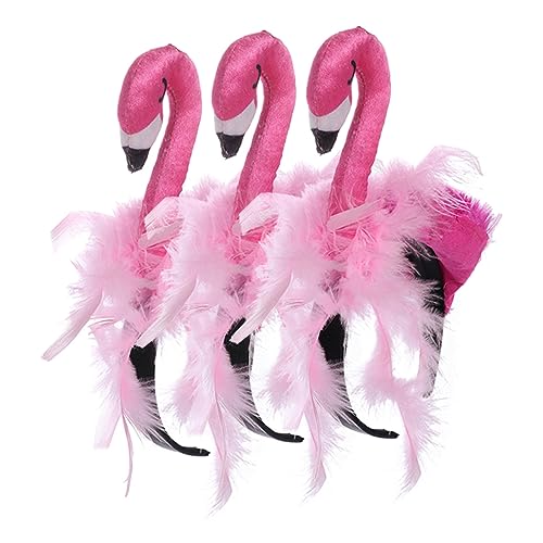 CHILDWEET 3St Flamingo-Stirnband Haarband kinderkostüme flamingos hair-band Stirnband für Hawaii-Party Strandparty-Stirnbänder Party-Haarreifen Entzückender Cartoon-Flamingo-Haarschmuck Samt von CHILDWEET