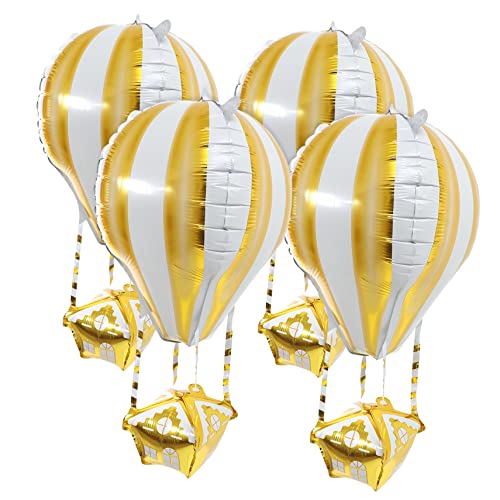 CHILDWEET 4 Stück Heißluftballon Dekorative Luftballons Ballon Glänzen Luftballons in Verschiedenen Farben Luftballons Für Kinderpartys Feenhafte Luftballons Aluminiumfolie Golden von CHILDWEET