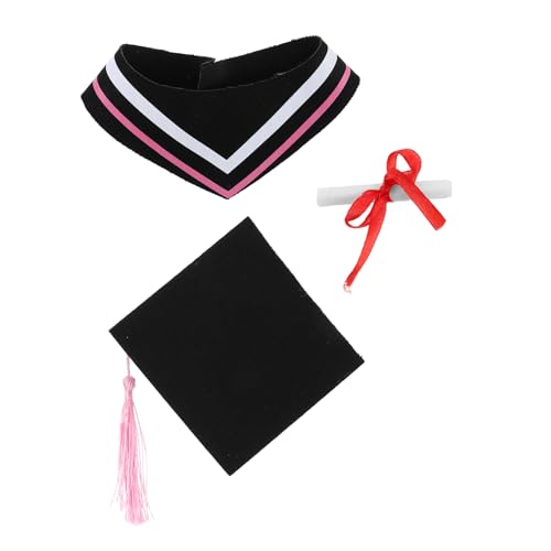 CHILDWEET Abschlussbär-Outfit Kleidung für Stofftiere Graduiertenmütze Plüschtier Grad-Hut- Abschluss Stofftiere Puppe-Abschlusskappe und -Abschlusskleid Puppenkleidung Papier Rosa von CHILDWEET