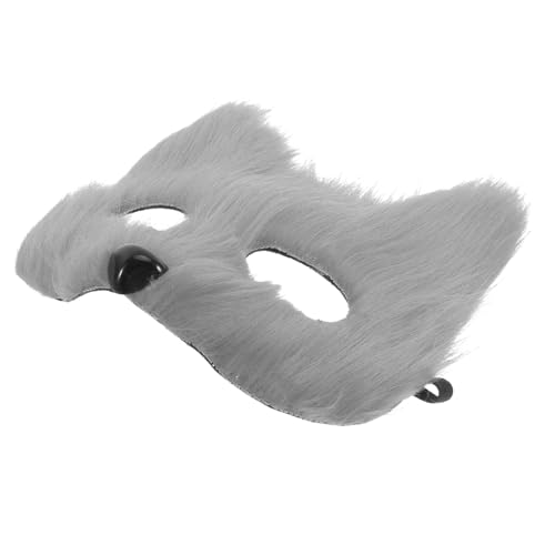 CHILDWEET Fuchs Maske Halloween-Maske Halloweenmaske Aufsehen erregende Maske party dekoration Pelzige Masken halloween masken Herbstdekorationen im Freien Quallenhut Kürbiskopf Flanell Grey von CHILDWEET