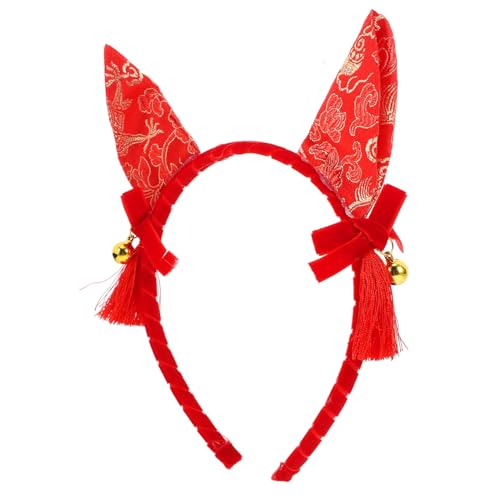 CHILDWEET Fuchsohren Stirnband Tier-cosplay-kostüm Kopfschmuck Mit Tierohren Halloween-party-kostüm Schickes Stirnband Kopfschmuck Für Weihnachtsfeiern Make-up-stirnband Rot Polyester von CHILDWEET