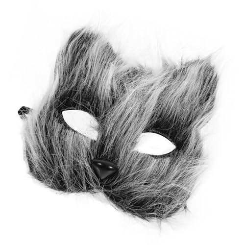 CHILDWEET Maske Halloween verkleidung Kostümzubehör Pelztier Fuchs Hälfte pelziges Tier pelzige Pfoten Grimasse am gruseligsten Fuchskostüm für Erwachsene Cosplay -Kostüme Kunstpelz Black von CHILDWEET