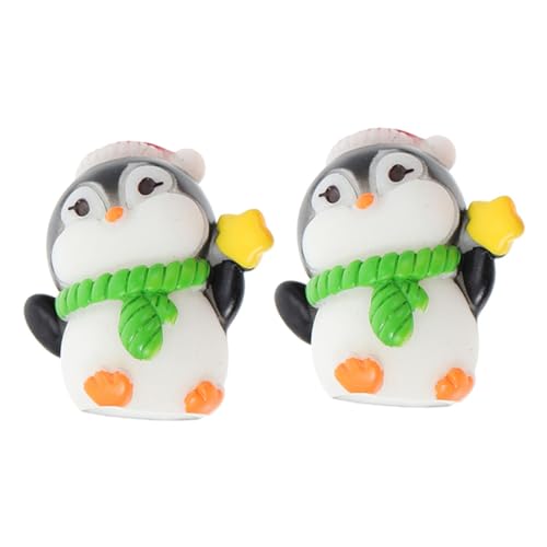 CHILDWEET Mini Pinguin Figuren Niedliche Pinguin Statue Für Miniatur Landschaftsdekoration Perfekt Als Tischdeko Oder Für Puppenhaus Zubehör Mit Grünem Schal von CHILDWEET