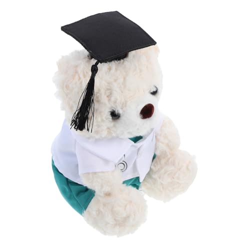 CHILDWEET Plüschpuppe „Graduate Bear“ – Ideal Für Die Abschlusssaison Und Als Party Dekoration – Weiches Und Entzückendes Doktor Bär – Ideales Abschlussgeschenk – Weiß/Grün von CHILDWEET