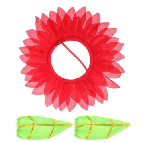 CHILDWEET Sonnenblumenkopfbedeckung Stütze Kleid für Hundemädchen Haarnadel-Stirnband gelbe haarzusätze Bühne camoing Party Kopfbedeckung Hut Sonnenblumenkostüm Seidentuch von CHILDWEET