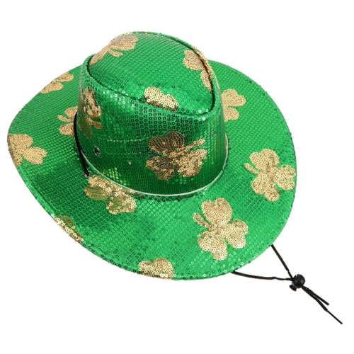 CHILDWEET St. Patrick's Day-hut Im Irischen Stil Glitzer-kostüm für Cosplay Bühnenauftritte Cowgirl-hut mit -beleuchtung von CHILDWEET