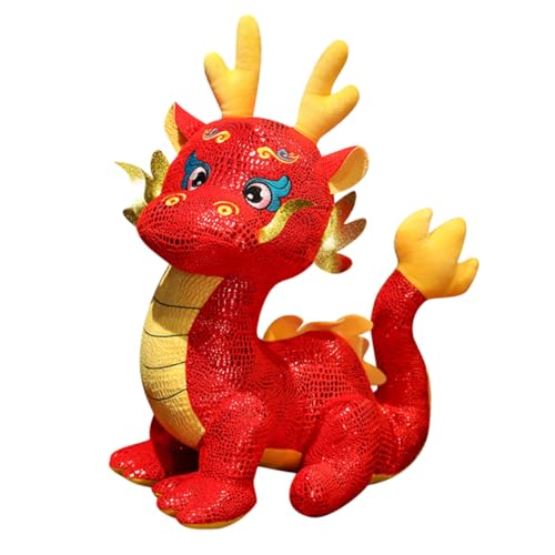 CHILDWEET Sternzeichen-Drachen-Puppe Drachenpuppen- Drachenplüschpuppe Kinderspielzeug puppenaugen spielzeuge ausgestopftes Drachenspielzeug Drachenpuppe PP Baumwolle rot von CHILDWEET