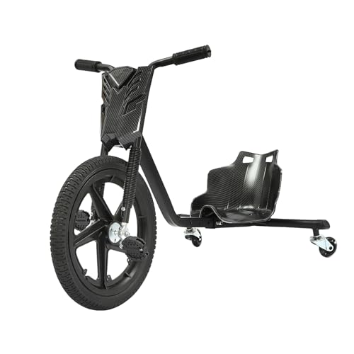 CHIMHOON 360° Kettcar für Kinder Pedal-Drift-Dreirad, Sicher und Stabil, Längenverstellbar, Pedal-Dreirad für Jungen und Mädchen im Alter von 6-8 Jahren, MAX 100KG (Kohlefaser Schwarz) von CHIMHOON