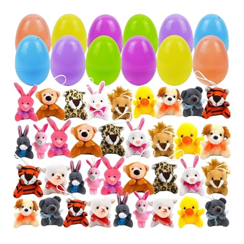 CHISHAYA Ostern Kuscheltier Vorgefüllte Ostereier aus Mini-Plüschtieren Spielzeug Stuffer Für Kinder Osterei Jagd Füller Und Party Klassenzimmer Preis Supplies 12Pcs/24Pcs/36Pcs von CHISHAYA