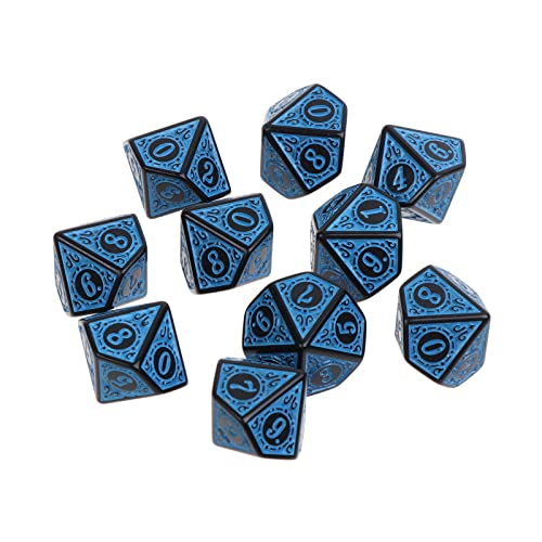 10pcs 10 Seitig Würfel D10 Spielen RPG Party Acrylspiel von CHIZISX