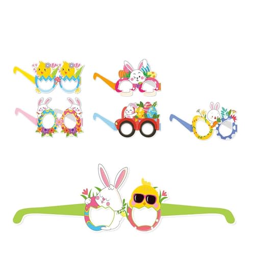 CHIZISX 6pcs Bunte Ostergläser Für Kinder Und Erwachsene Papier Brillen Dekorationen Handgefertigte Brillen Für Die Feiertagsfeier von CHIZISX