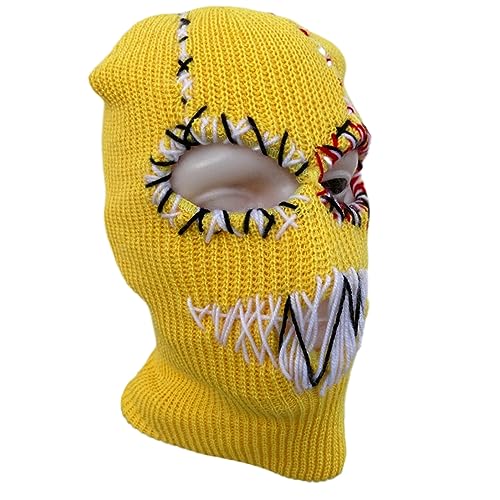 CHIZISX Beanies, Halloween-Strickmütze, gruselige Zähne, Räuber, Kopfbedeckung, Party, Urlaub, Winter, warme Mütze für den ganzen Kopf von CHIZISX