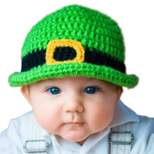 CHIZISX Beanies, StPatrick Day Feier, grüner Hut für Kinder, Festival, Mottoparty, Hut, handgefertigt, Häkeloberteil, Kopfbedeckung mit irischem Thema von CHIZISX