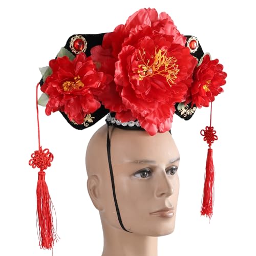 CHIZISX Beanies, chinesische Prinzessinnen-Haarbänder, traditionelles Stirnband, Prinzessinnen-Kopfschmuck, Kostüm, chinesische Prinzessin, Qitou mit Blume von CHIZISX