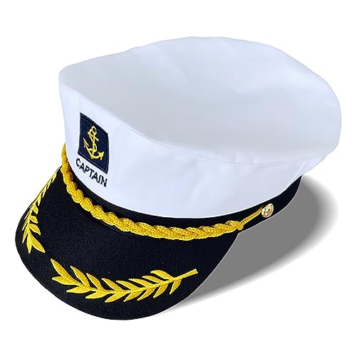 CHIZISX Captain Hat Kinder Hut Navy Hugh Hefner verstellbares Kostümzubehör (1 Stück, weiß) von CHIZISX