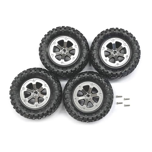 CHIZISX Gummirad Reifen Rad Für Felge 6 Speichen Vorne Und Hinten 4PCS Auto Zubehör Von MN90 1/12 Hobby R/C Crawler Truck A von CHIZISX