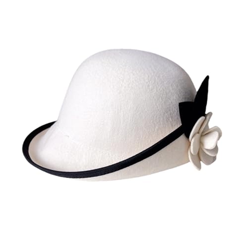 CHIZISX Rollkrempe Camellia Fedoras Für Erwachsene Bowler Wolle Kirche Cosplay Kostüm 20S Flapper Dome von CHIZISX