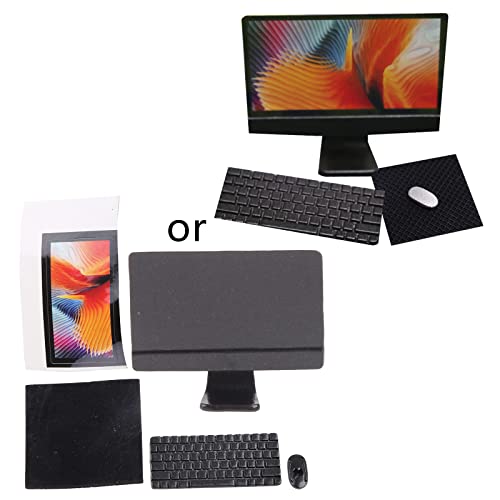 CHIZISX Tischmodell PC Computer Realistische Desktops Tastatur Set 4 Stück Für Simulationsszene Kuchenaufsätze Maßstab 1:12 Raumzubehör von CHIZISX