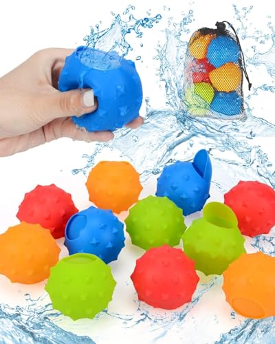 CHMMY Wasserballons 12pcs, Wasserbomben Silikon Wasserbälle mit Netzbeutel Wiederverwendbare Wasserbomben für Kinder und Erwachsene, Outdoor-Aktivitäten, Wasserspiele, Spielzeug von CHMMY