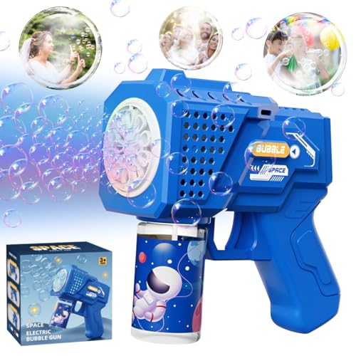 Seifenblasenpistole Kinder, Automatische Seifenblasen Pistole 5000+ Blasen/Minute mit Seifenblasenflüssigkeit Seifenblasenmaschine Set Seifenblasenspielzeug für Kinder Geburtstag Outdoor Party Blau von CHMMY