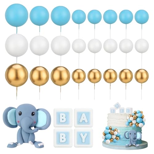 Elefant Tortendeko Geburtstag, 29 Stück Cupcake Topper Elefant Kuchen Topper Elefant, Tortendeko Tiere Cake Topper Babyparty Elefant Kuchen Deko für Baby Shower Gender Reveal Partydeko von CHONGQILAO