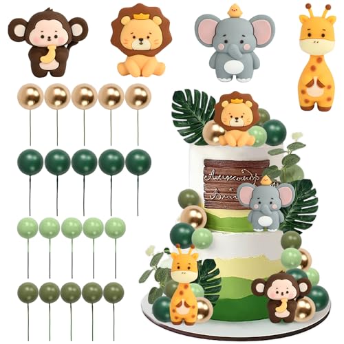 Kuchendeko Tiere Cake Topper, 24 Stück Zoo Tortendeko Waldtiere Kuchendeko, Waldtiere Kuchen Deko Dschungel, Safari Tortendeko Tiere Waldtiere Tortenfigur Kuchen Topper für Kinder Junge Mädchen von CHONGQILAO