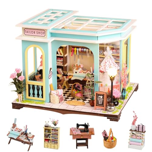 Miniatur-Puppenhaus-Set zum Selbermachen, handgefertigtes Mini-3D-Puzzle-Puppenhaus mit LED-Lichtern, Holzmöbel-Set, Maßstab 1:24, Puppenhaus, kreatives Handwerk, Geschenk für Erwachsene und Miniatur-Puppenhaus-Set zum Selbermachen, handgefertigtes Mini-3D-Puzzle-Puppenhaus mit LED-Lichtern, Holzmöbel-Set, Maßstab 1:24, Puppenhaus, kreatives Handwerk, Geschenk für Erwachsene und von CHOOYIH