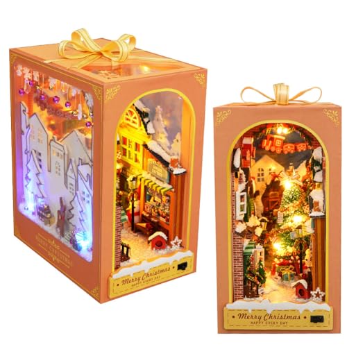 DIY Weihnachtsbuchecken-Set, Miniaturhaus-Set, 3D-Holzpuzzle, Buchstütze, Miniatur-Set, Bücherregal-Einsatz, Dekor-Gasse, Buchecken-Kits für Erwachsene und Jugendliche zum Bauen DIY Weihnachtsbuchecken-Set, Miniaturhaus-Set, 3D-Holzpuzzle, Buchstütze, Miniatur-Set, Bücherregal-Einsatz, Dekor-Gasse, Buchecken-Kits für Erwachsene und Jugendliche zum Bauen von CHOOYIH