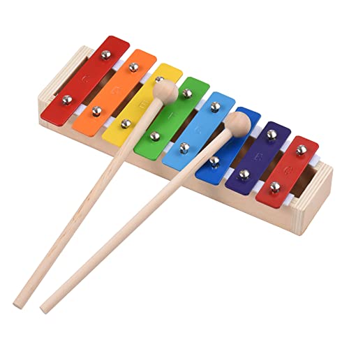 CHOYUE 8 Tasten Kompaktes Xylophon Glockenspiel mit Holzschlägeln Percussion Musikinstrument Spielzeug Geschenk für von CHOYUE