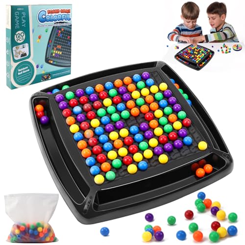 CHRI Intellektuelles Schachbrett Doppelduell 120 Stück Brettspiel Kugeln Intellectual Chessboard Elimination Brettspiel Rainbow Ball Brettspiel Pädagogisches Gesellschaftsspiele für Kinder von CHRI