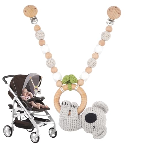 CHRI Kinderwagenkette Holz Baby Kinderwagenspielzeug Mädchen Junge Kinderwagen Kette aus Holz und Silikon von CHRI